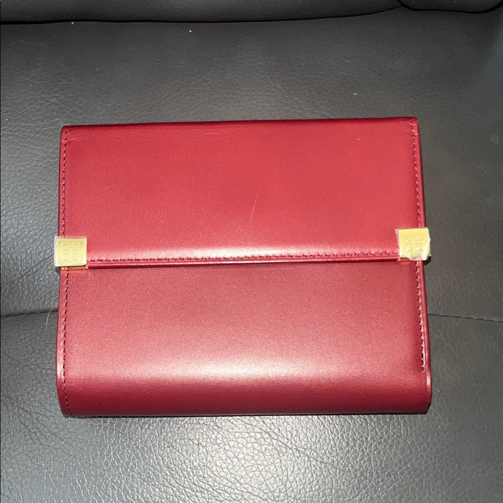 NWT Givenchy Burgundy Leather Wallet with Gold Accents